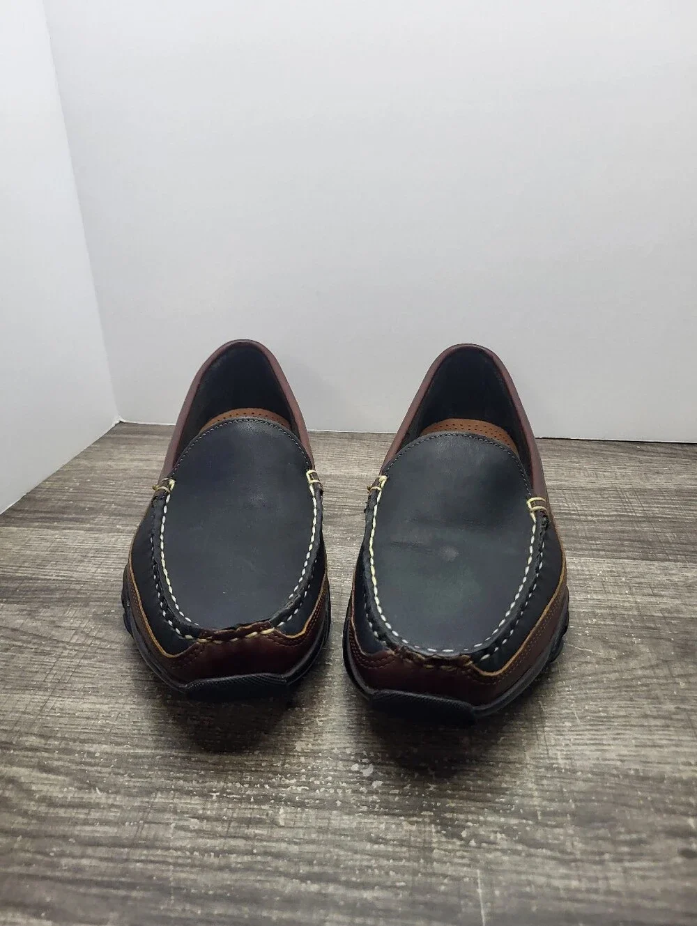 Allen Edmonds Boulder Black Brn Leather Driving Loafers Moccasin Mens Size 8.5 E